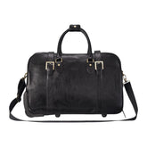 Black Leather Wheeled Cabin Holdall With Detachable Shoulder Strap